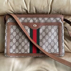 Gucci 3-Compartment COA Shoulder Bag Adjustable Strap GG Web Stripe Vintage